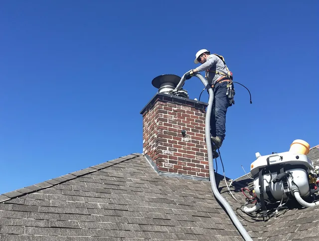 Dedicated Yucaipa Chimney Sweep team member cleaning a chimney in Yucaipa, CA