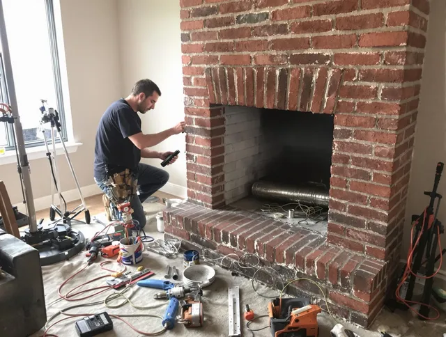 Yucaipa Chimney Sweep specialist finalizing chimney liner service in Yucaipa, CA
