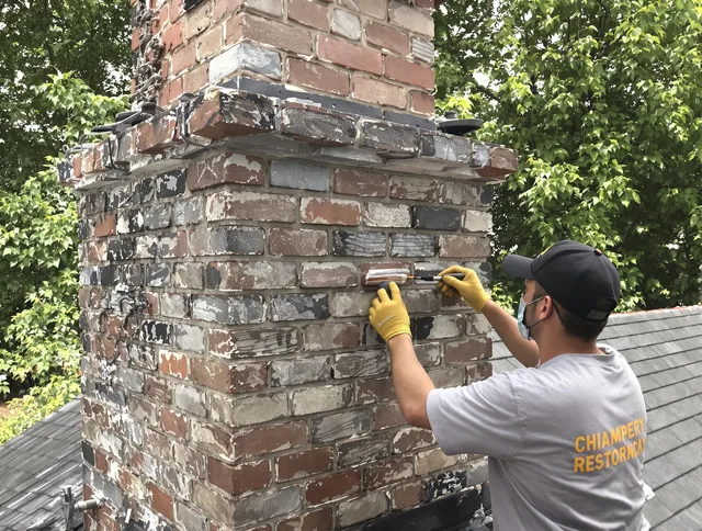 In-progress chimney restoration by Yucaipa Chimney Sweep in Yucaipa, CA